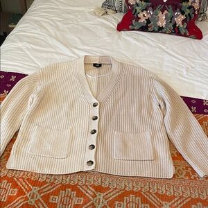 LINE Cotton Ribbed Cardigan